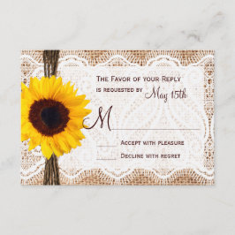 Rustic Burlap Lace Twine Sunflower Weding RSVP