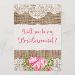 Rustic Burlap Lace Você será meu cartão de ponte