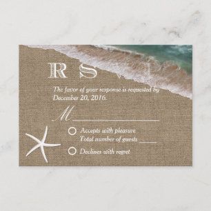 Rustic Burlap Starfish Beach Weding RSVP
