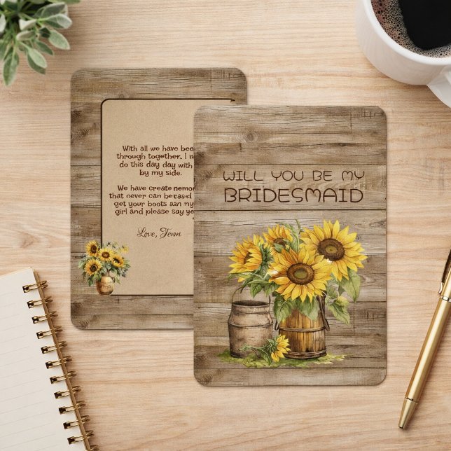 Rustic Charm Sunflowers Bridesmaid Proposal (Criador carregado)