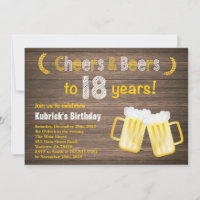Rustic Cheers and Beers 18º Convite de Aniversário