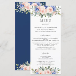 Rustic Chic Blush Blue Floral Flowers Menu de Casa