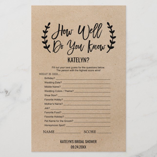 Rustic Chic Como Você Conhece O Jogo Da Noiva? (Frente)