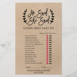 Rustic Chic Faux Kraft "Ele Disse Que Ela Disse"