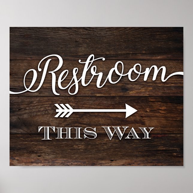 Rustic Chic RESTROOM This WAY Sinal Impressão DIRE (Frente)
