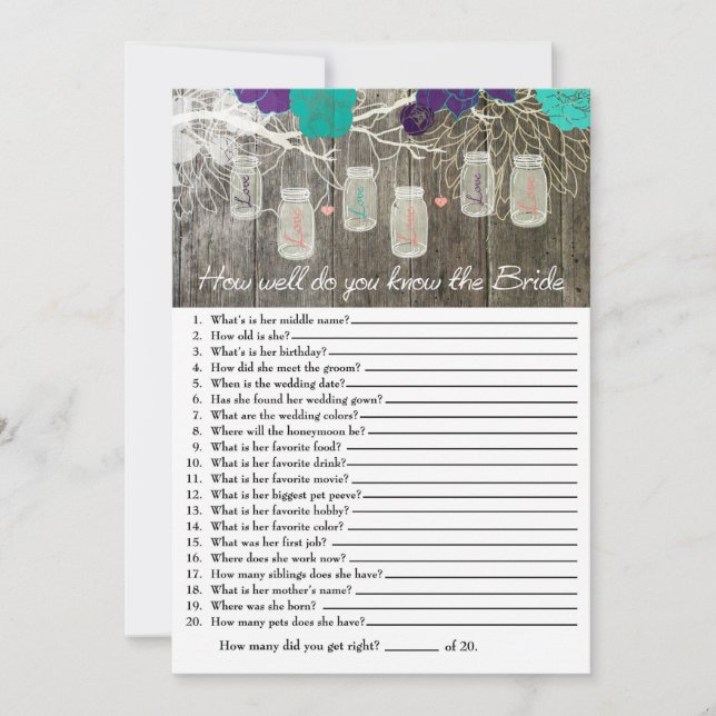 Rustic Como você conhece bem o jogo da noiva? (Frente)