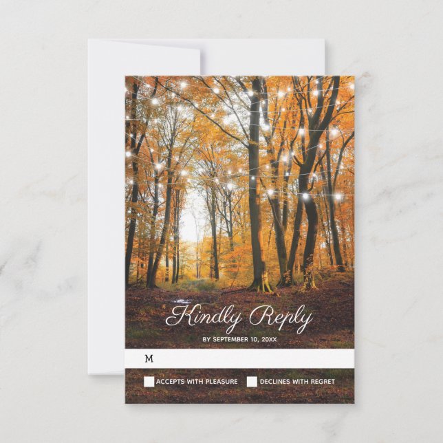 Rustic Country Autumn Fall Woodland Casamento RSVP (Frente)