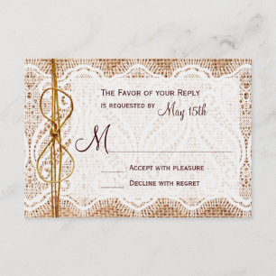 Rustic Country Burlap Lace Twine Casamento RSVP