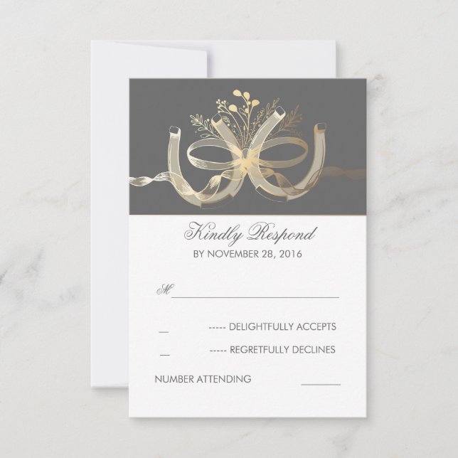 Rustic Country Gilded Horsferes Casamento RSVP (Frente)