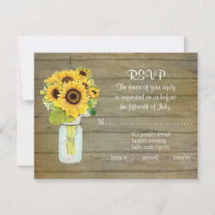 Rustic Country Mason Jar Flowers Sunflower RSVP
