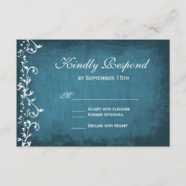 Rustic Country Swirls Blue Weding RSVP Cards