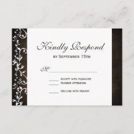 Rustic Country Swirls Brown Weding Cartões RSVP