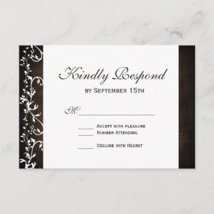 Rustic Country Swirls Brown Weding Cartões RSVP