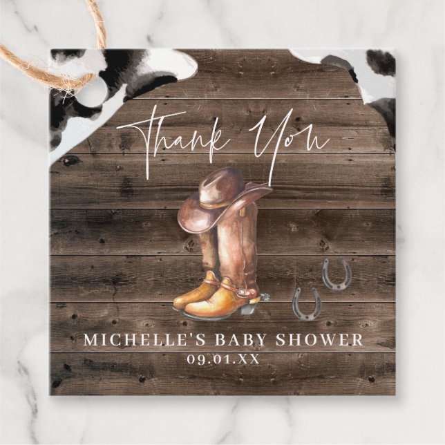 Rustic Cowboy Western | Etiqueta de Favor do Chá d (Frente)