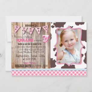 Rustic Cowgirl Western Theme Birthday - Convites