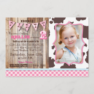 Rustic Cowgirl Western Theme Birthday - Convites