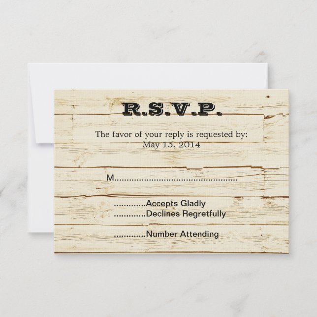 Rustic Cream Wood RSVP (Frente)