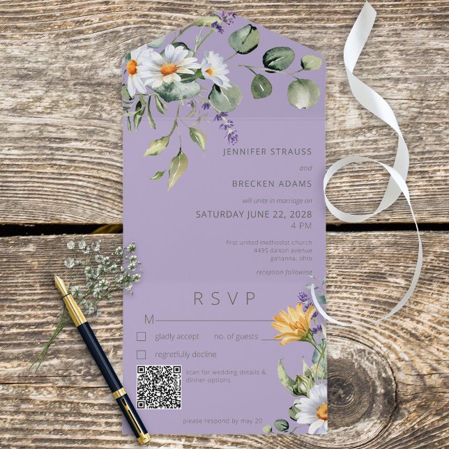 Rustic Daisy & Lavanda Floral Purple Code (Criador carregado)