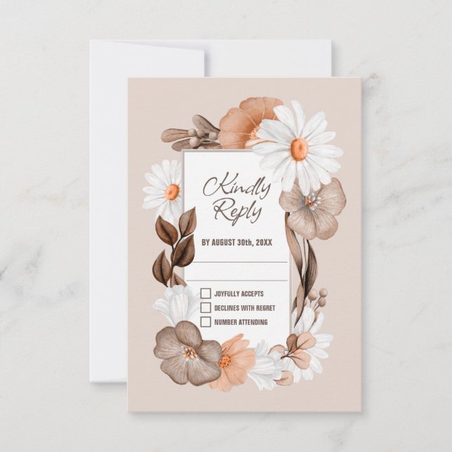 Rustic Daisy Wedding RSVP (Frente)