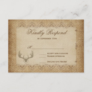 Rustic Deer Antlers Caçando Cartões RSVP De Casame