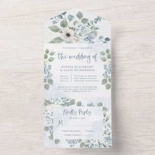 Rustic Dusty Blue Floral   Casamento por Aquarela