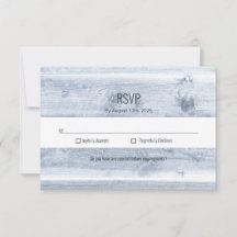 Rustic Dusty Blue Wood Weding RSVP