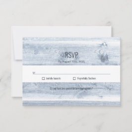 Rustic Dusty Blue Wood Weding RSVP