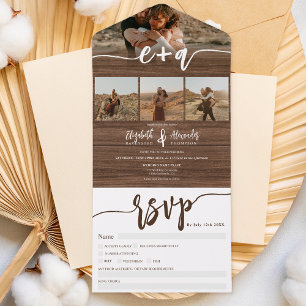 Rustic Elegant 4 Fotografias com script de madeira