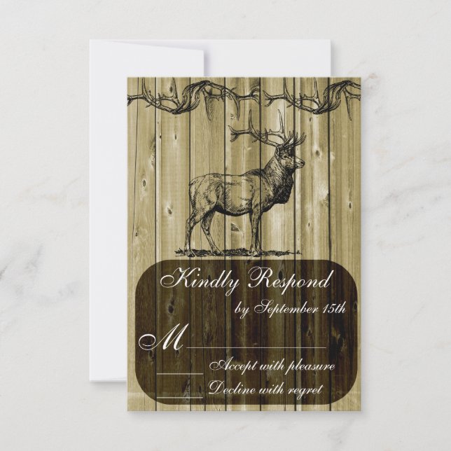 Rustic Elk Wildlife Hunting Wedding RSVP Card (Frente)