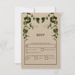 Rustic Eucalyptus deixa cartões RSVP de Casamento