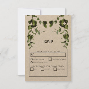Rustic Eucalyptus deixa cartões RSVP de Casamento