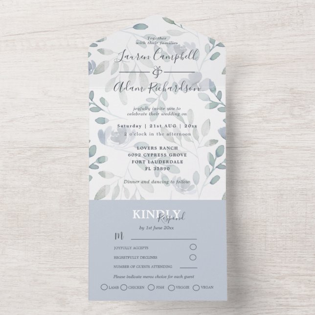 Rustic Eucalyptus Floral Dusty Blue Casamento Todo (Interno)