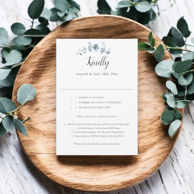Rustic Eucalyptus Script Wedding RSVP (Criador carregado)