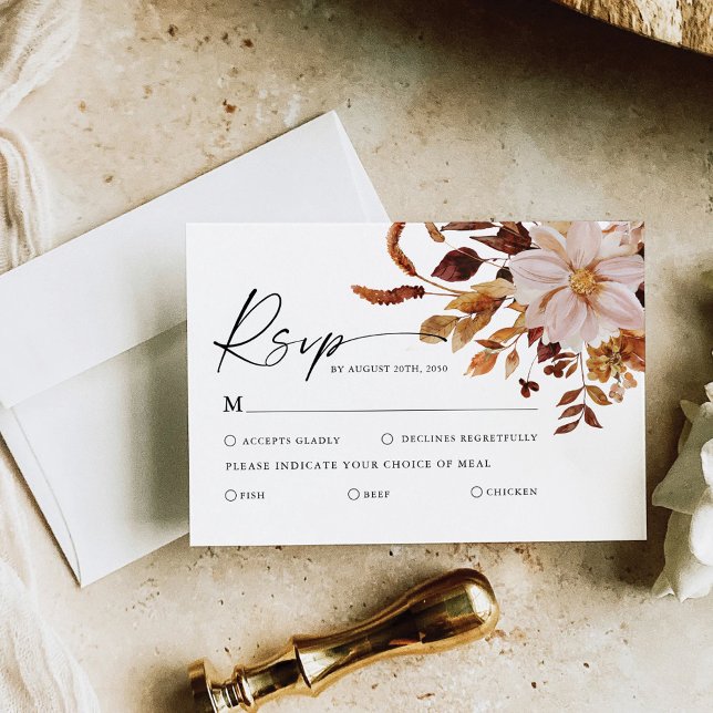 Rustic Fall Deixa Cartão RSVP De Casamento (Criador carregado)