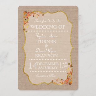 Rustic Fall Deixa Linen Canvas Casamento Convite