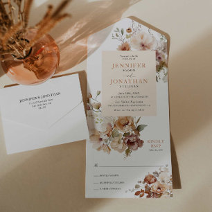 Rustic Fall Floral All in One Convite de casamento