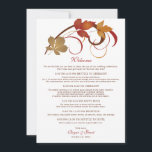 Rustic Falling Deixa O Cartão De Boas-Vindas De Ca<br><div class="desc">Elegante design do cartão de casamento. A nossa papelaria de casamento "Falling Leaves" apresenta folhagem de outono saturada e espirais de rolagem. As cores incluem laranja,  cobre,  marrom,  vermelho e ouro.</div>