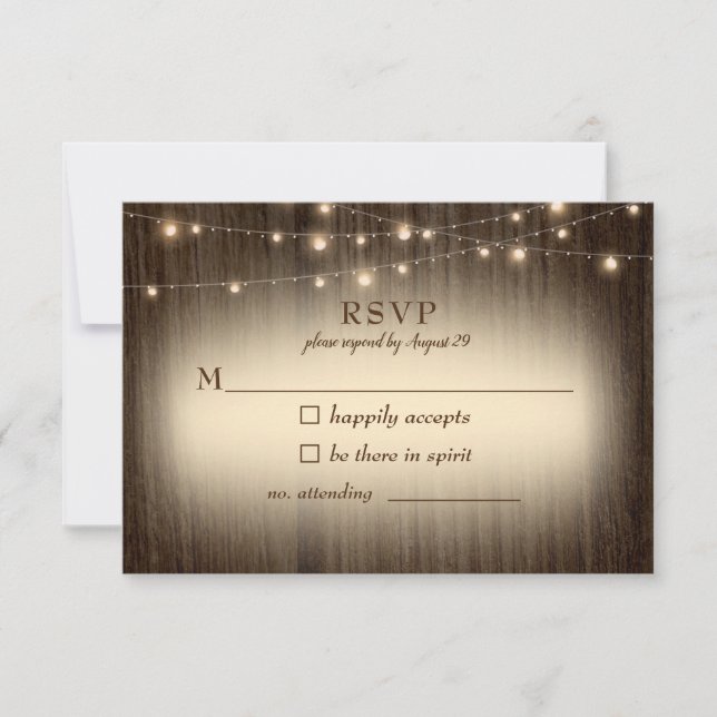 Rustic Farmhouse Twinkling Lights Casamento RSVP (Frente)