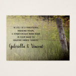 Rustic Fence Posta Country Casamento Charity Favor<br><div class="desc">Pratique alguma bondade de casamento quando você arrumar o cartão de doação casual, mas clássico, no local de recepção de casamentos de seus convidados. A Carta de Caridade de Casamento do País Poste da Cerca Russa natural afirma que, em vez de um favor tradicional do partido, foi feita uma doação...</div>