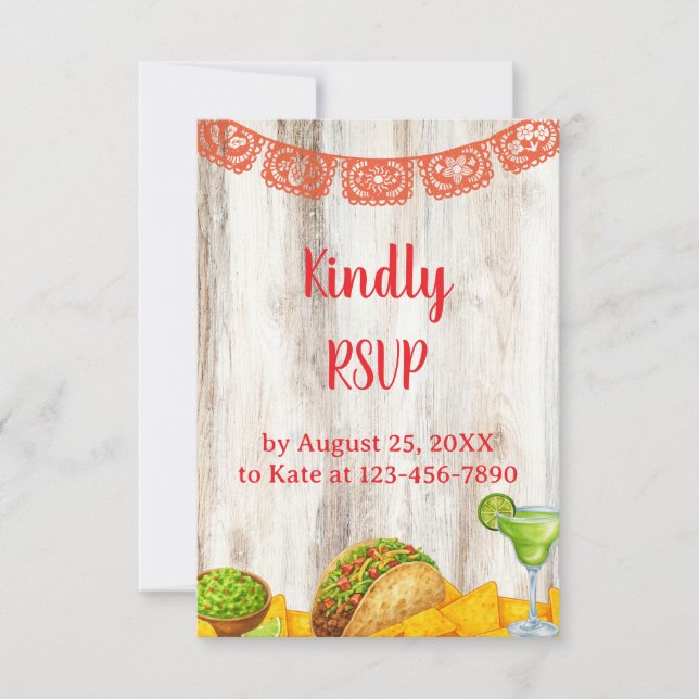 Rustic Fiesta RSVP Card with Optional QR Code (Frente)