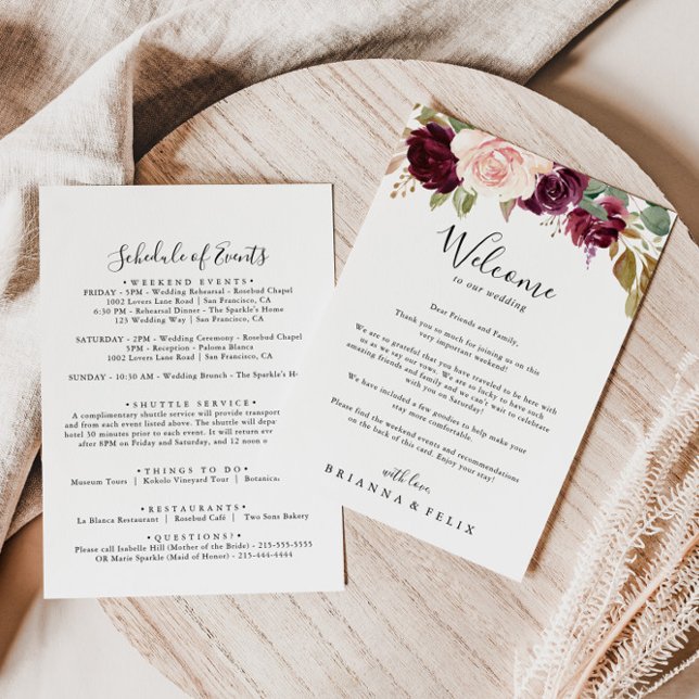 Rustic Floral and Botanic Wedding Letter Welcome (Criador carregado)