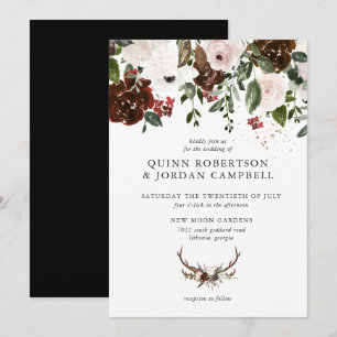 Rustic Floral Convite Para Casamento Botânico De