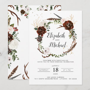Rustic Floral Convite Para Casamento Botânico De