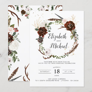 Rustic Floral   Convite Para Casamento Botânico De