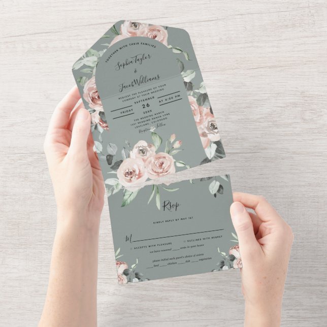 Rustic Floral Eucalyptus Sage Greenery Casamento (Aba destacável)