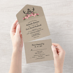 Rustic Floral Kraft Hunt está sobre o casamento