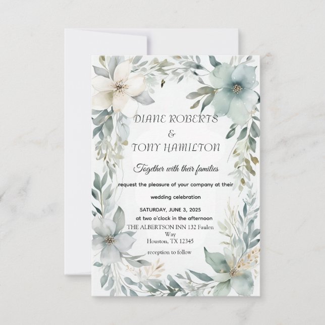 Rustic Floral & Minimalist Salve o cartão de data (Frente)