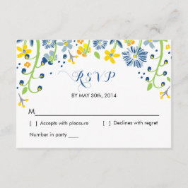 Rustic Floral | R S V P Placa de resposta Marinho