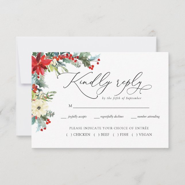 Rustic Floral | Winter Botanical Wedding RSVP (Frente)
