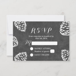 Rustic Forest Pine Cones Chalkboard Weding RSVP